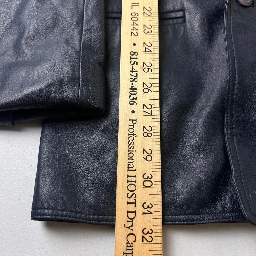 Estival Leather Jacket Mens 42 Tall Navy Blue Double Breasted Blazer Outdoor